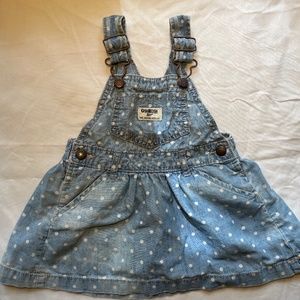 Oshkosh denim polka dot overall dress 18 months